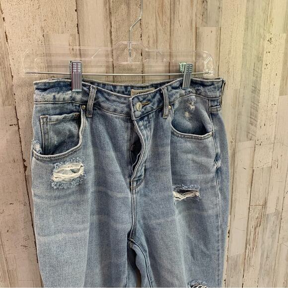 PacSun Mom Jean Distressed Busted Knee Button Fly - Picture 2 of 5